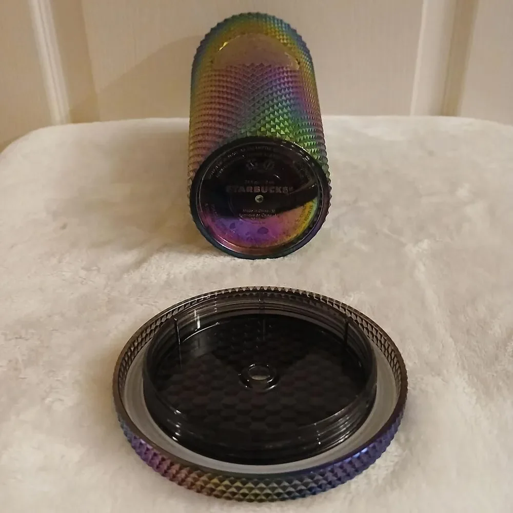 LTD Ed Starbucks 2023 Oil Slick Rainbow Studded Cold Cup 24 oz Venti Tumbler